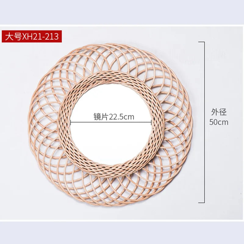 Rattan wall mirrors for creative interior decoration - M 22,5 cm x 50 cm