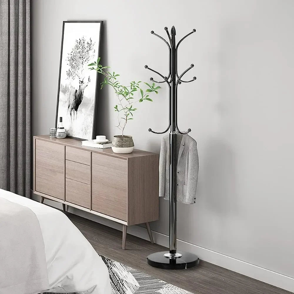 Marble-Base Metal Coat Rack, 12-Hook Hall Tree, Style One - view 5