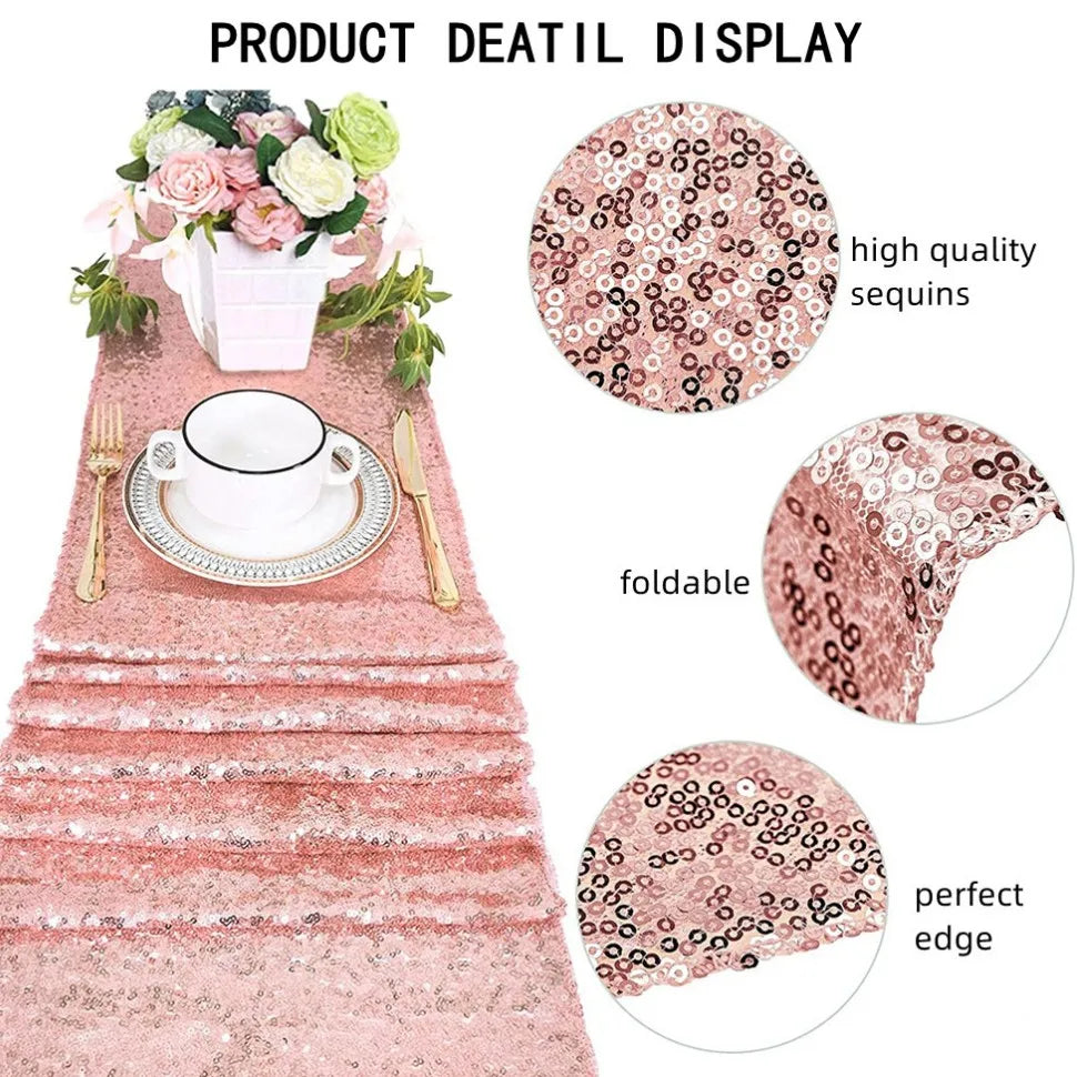 Table runner glitter gold silver festive pink - view 5