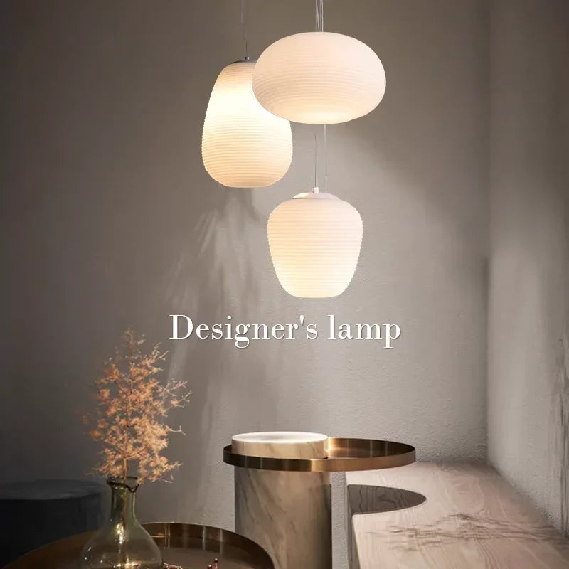 Modern Japanese style glass led pendant light for elegant interior