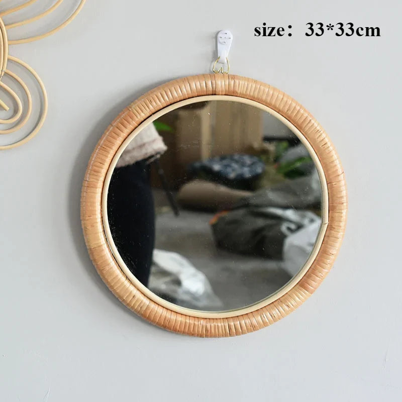 Retro decorative mirror in hand-made rattan for wall decoration - D-33 33