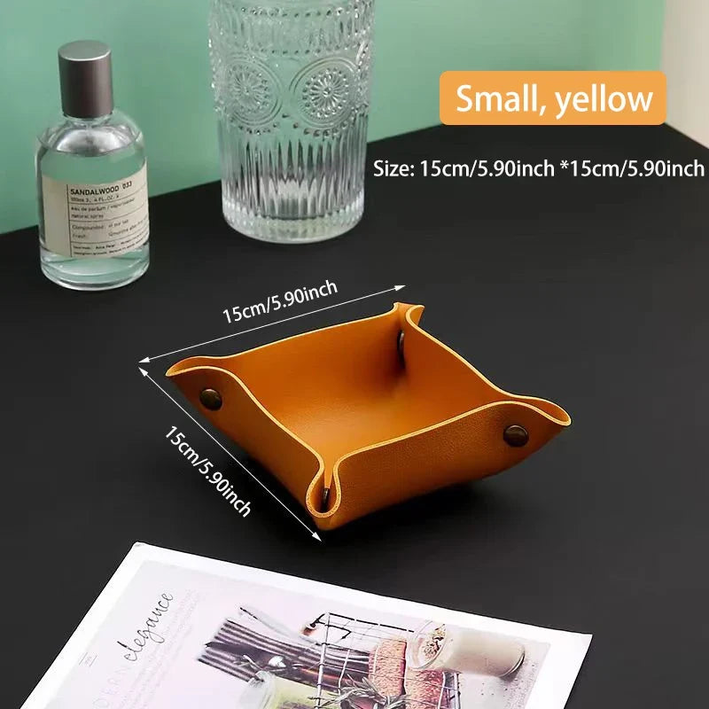 Leather Key and Cosmetic Storage Box, Medium or Large - Yellow Trumpet
