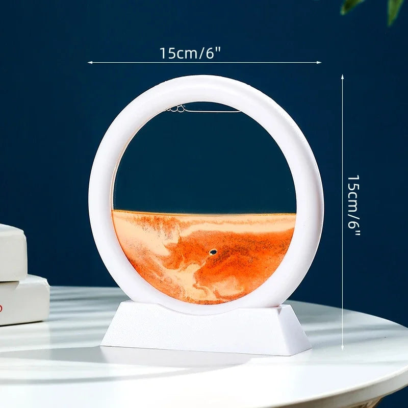 Glass hourglass 3d sand landscape in motion artistic decoration - B-Orange (5 inches)