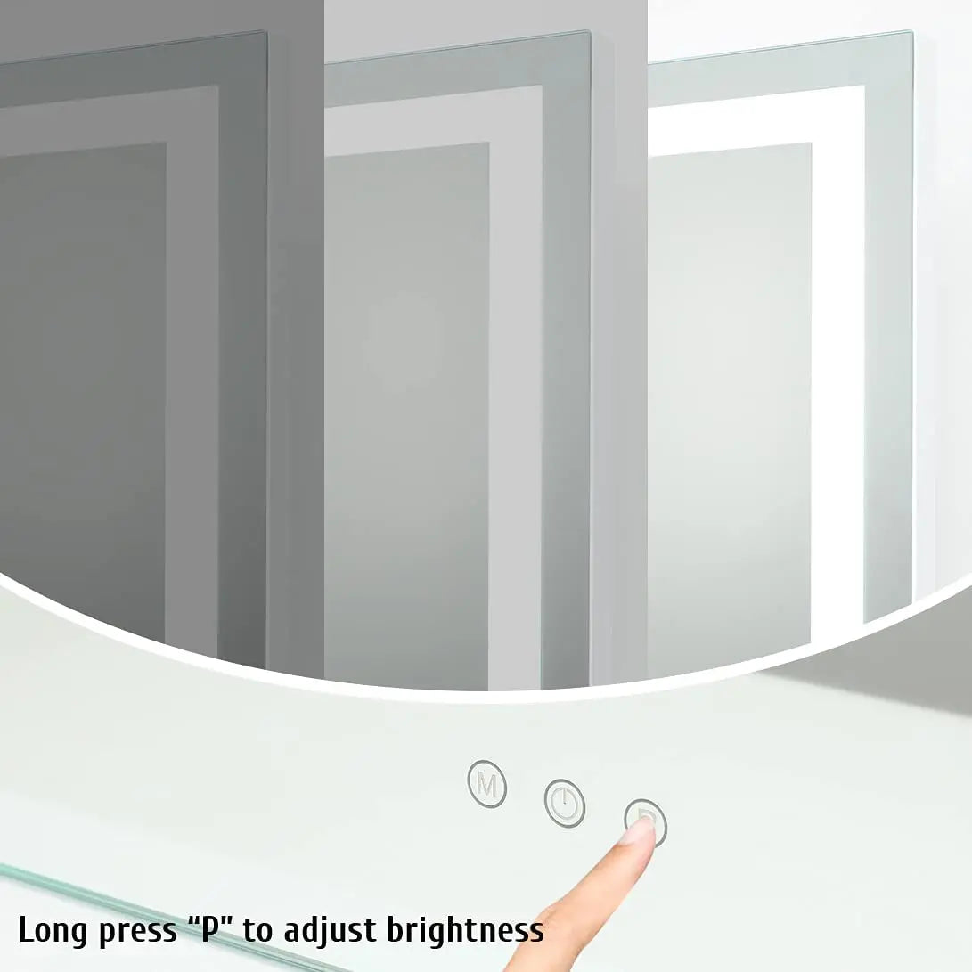 Lighted courtesy mirror with touch sensor and dimmable lighting - view 2