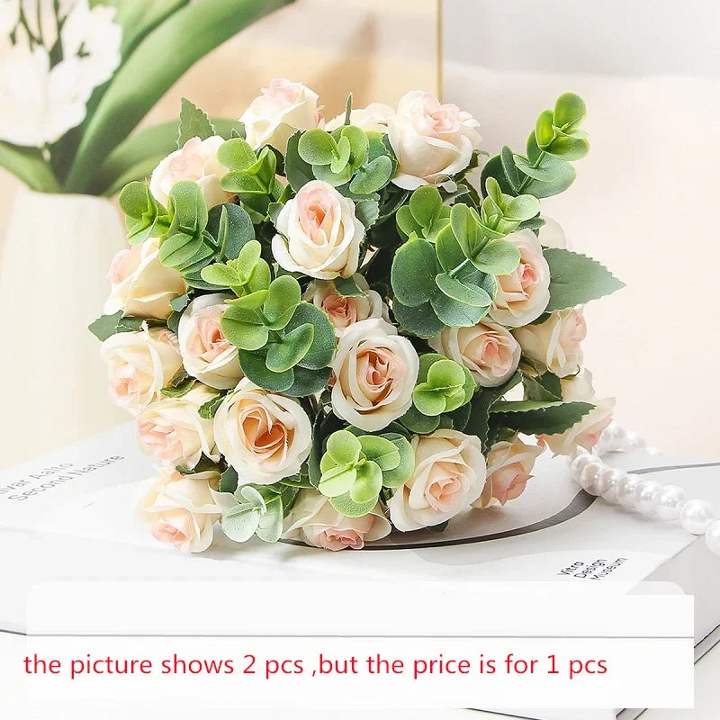 Bouquet of artificial eucalyptus rose wines versatile floral decorations - Champagne