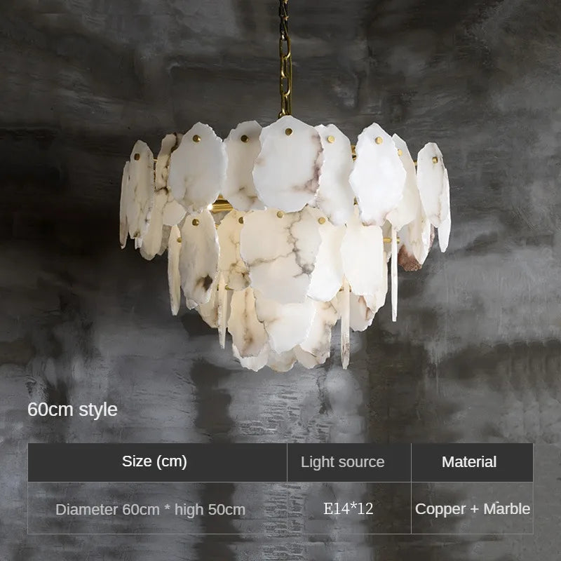 Natural copper marble chandelier for elegant interior decoration - D 60cm / Cool White