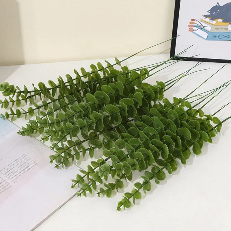 Artificial eucalyptus plants for wedding decoration and garden - 42cm Green / 6 Pieces