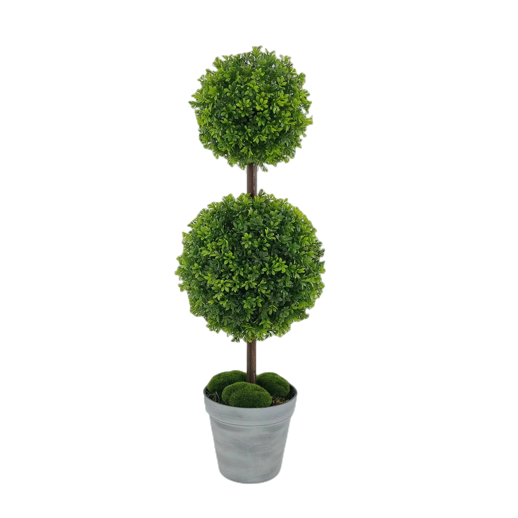 Artificial double pot bush decorative ball for indoor and outdoor - 7x7x21.5 inches