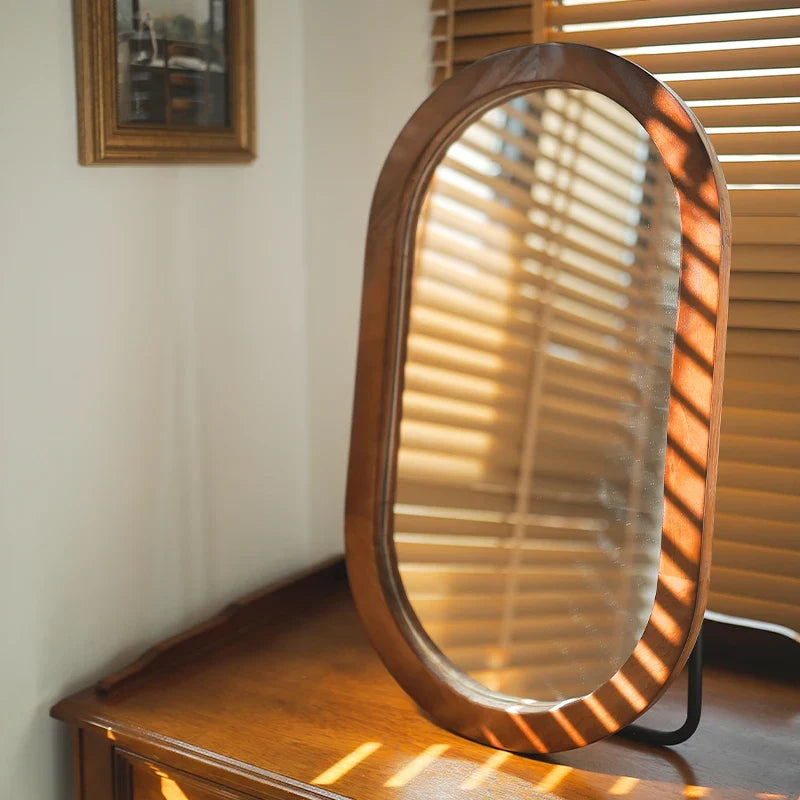 Vintage Nordic style oval decorative mirror in wood - view 4