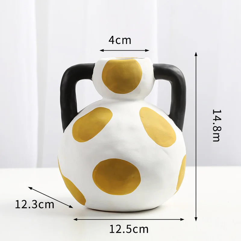 Hand-painted Milk Pot Ceramic Vase, Living Room, Porch, Desktop, Flower Arrangement Container, Homestay Decoration Handicraft - A