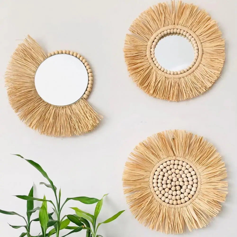 Hanging Acrylic Straw Mirror, Modern and Functional Design - view 2