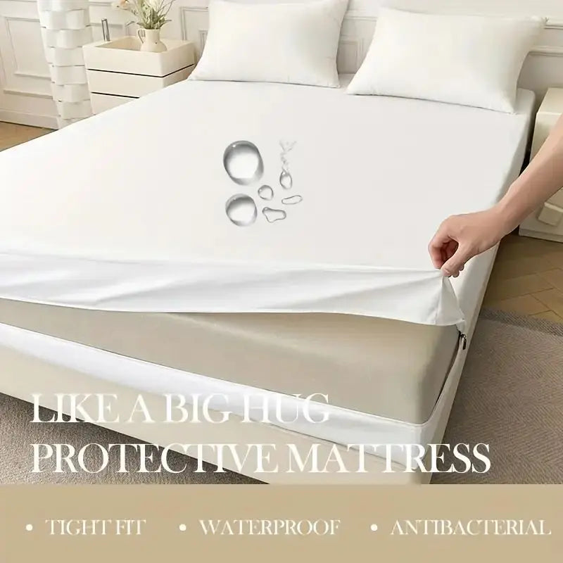 1pc 6-Sides Fully Enclosed Waterproof Mattress Cover With Zipper (Without Pillowcase), Dust-proof Mattress Protector Solid Color - view 6