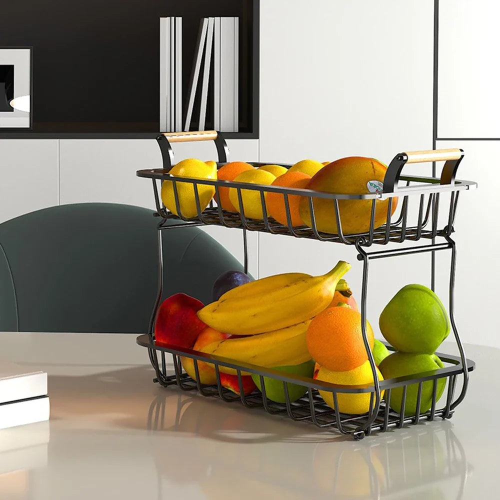 Rectangular two-level storage basket for fruits and vegetables - S
