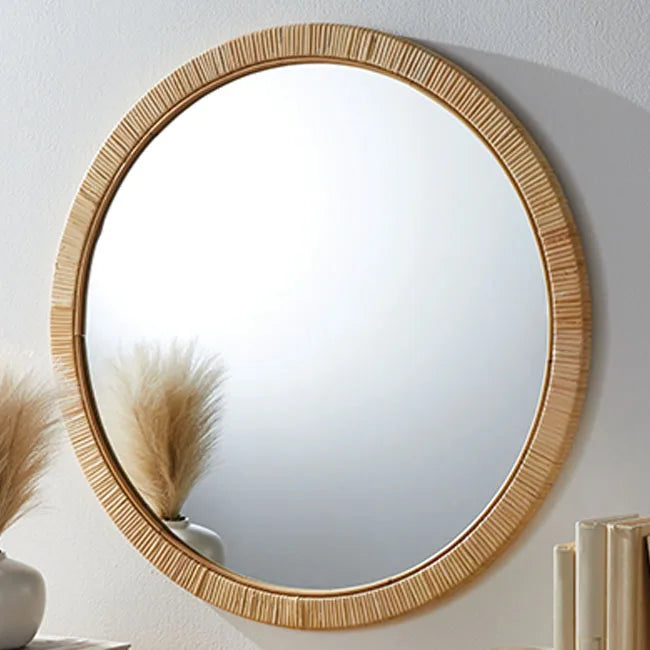 Wall mirror framed in natural rattan hand made decorative and elegant - view 5