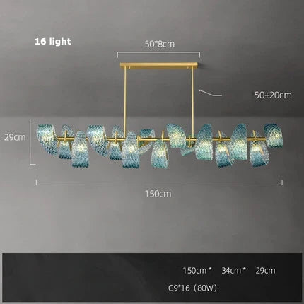 Hanging chandelier in glass crystal modern lighting for interior - Neutral light / 150cm