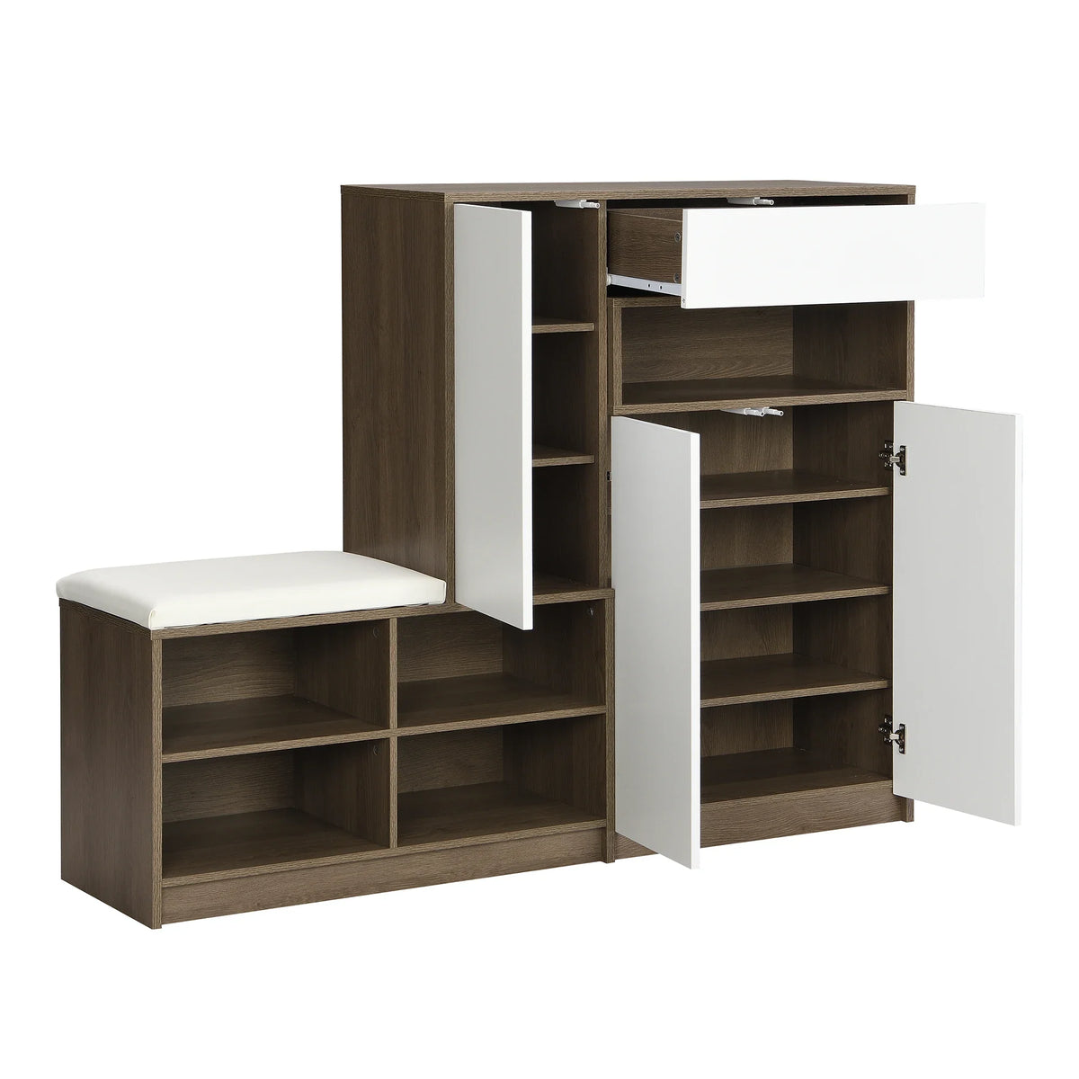 Multi-Functional Shoe Storage Bench with Padded Seat, Style One - N657P21675657W