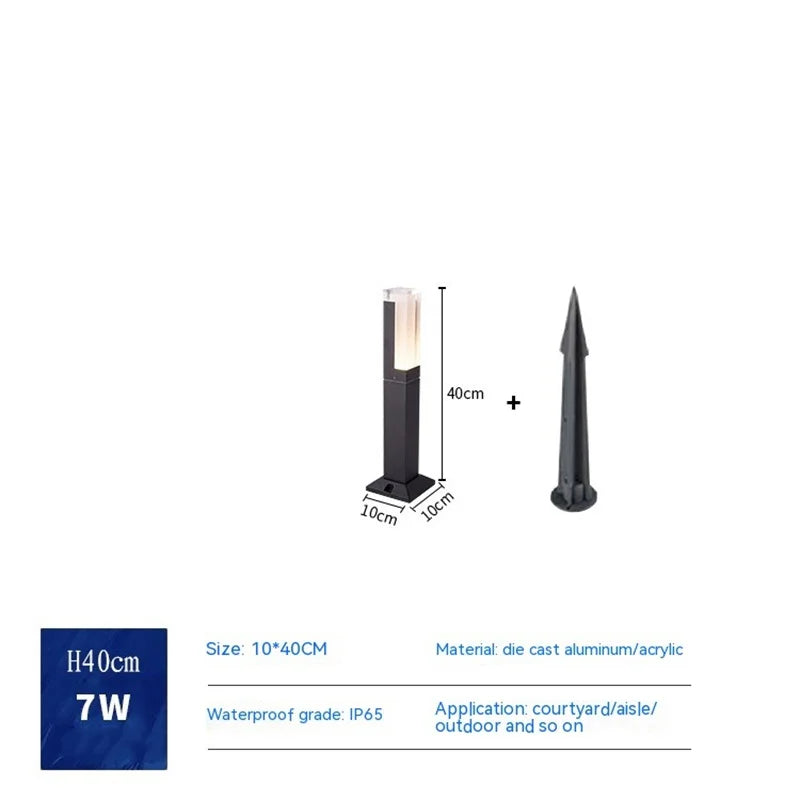 Waterproof outdoor led light column for garden and landscape - Cold white light / Ground Plug 40cm