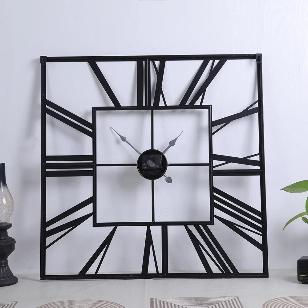 Modern 3D retro square wall clock Roman numerals silent decoration - view 6