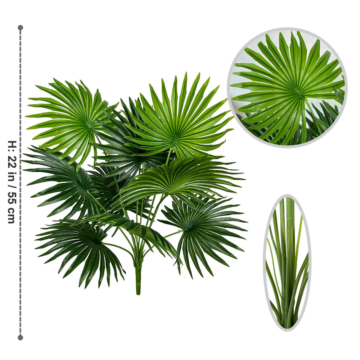 Artificial palm branch large decorative plant for indoors - 434B-55CM