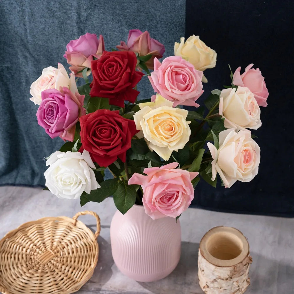 Artificial pink flowers in fabric for floral decoration wedding garden - view 5
