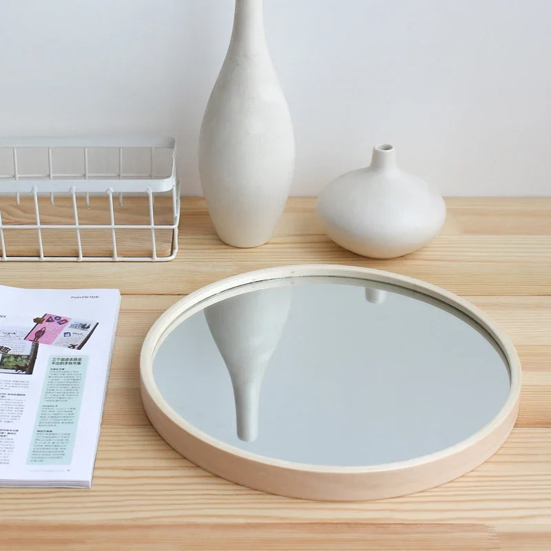 Round decorative mirrors in Nordic wood for interior - view 3