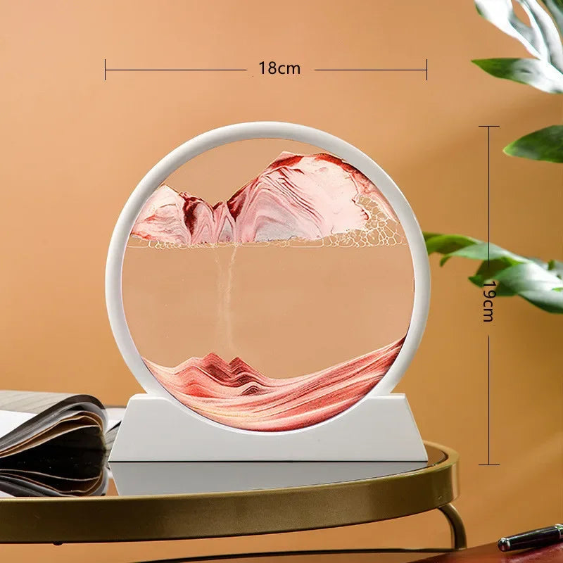 Glass hourglass 3d sand landscape in motion artistic decoration - D-Red (7 Inches)