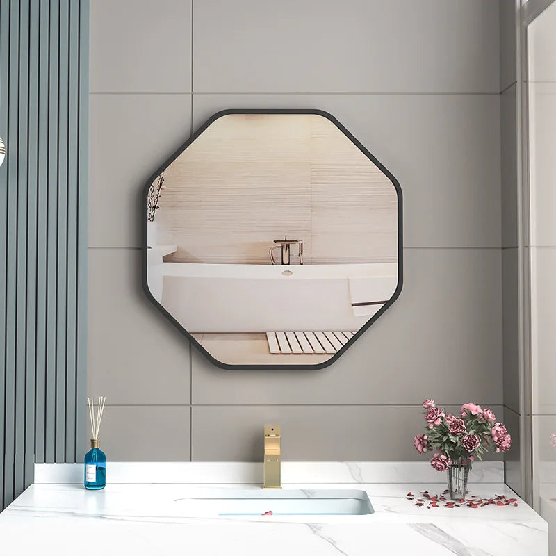 Irregular mirror with storage holder for make-up