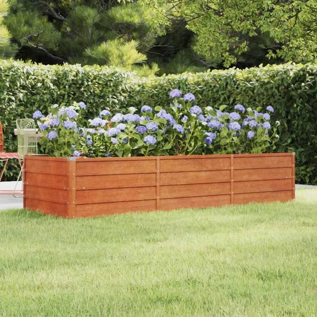 Corten Steel Raised Garden Bed, 240 x 80 x 45 cm