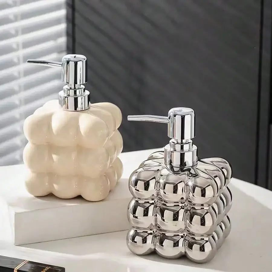 Ceramic Liquid Soap Dispenser, 300 ml, Cream or Silver