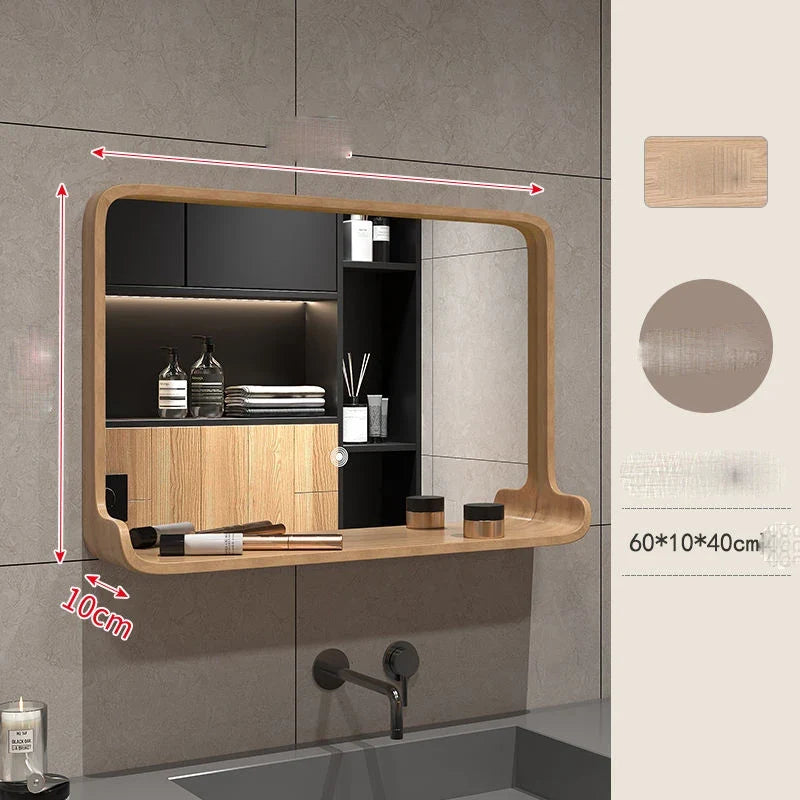 Nordic solid wood mirror for hanging bathroom - Color 4