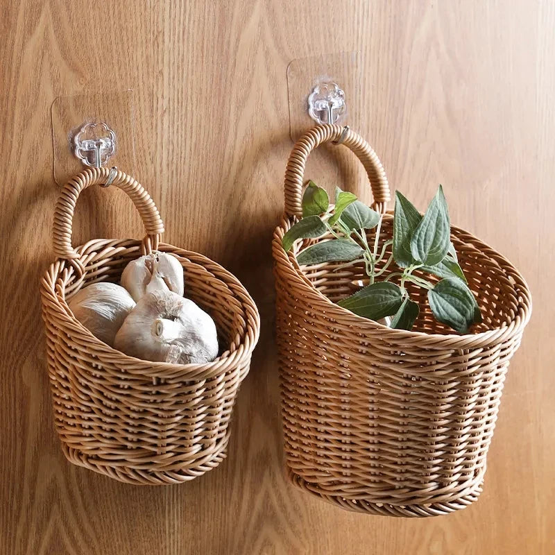 Woven storage basket for portable wall hanging - view 2