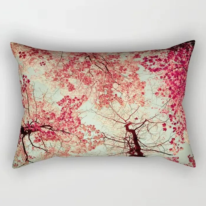 Rectangular throw pillow cover with tropical flower pattern 30x50 cm