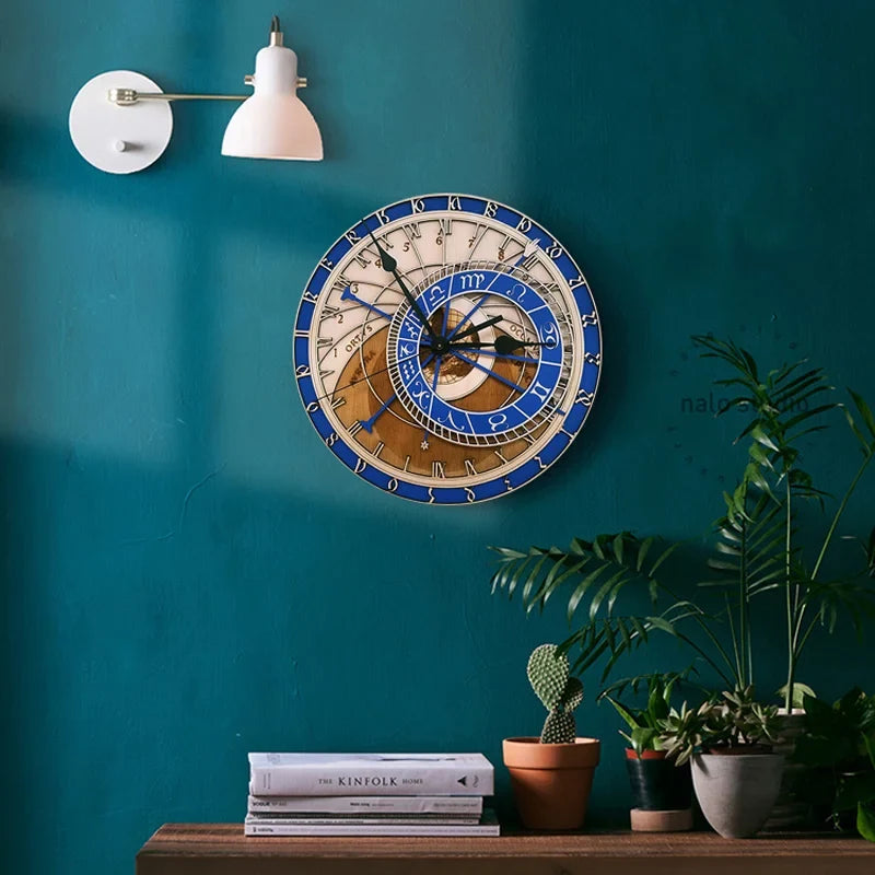 Wooden clock with zodiac signs and constellations art decorative - view 3