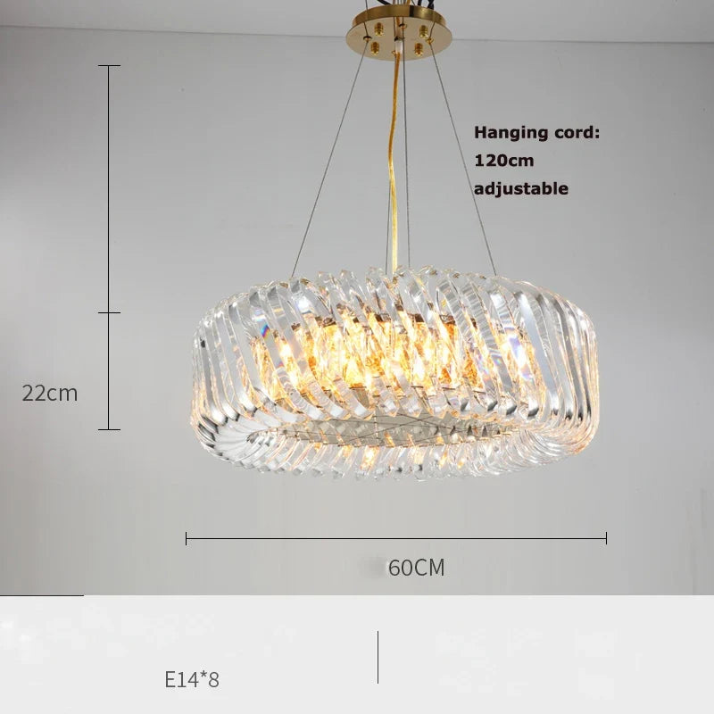 Modern ceiling lamp in elegant and refined gold led crystal - 60cm pendant light / Warm light / Gold frame