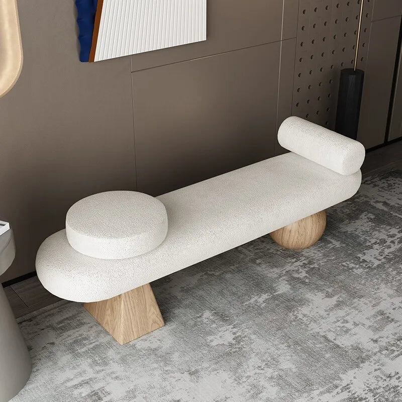 Nordic solid wood stool for shoes and rest - view 5