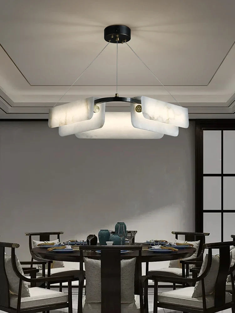 Pure natural marble chandelier and modern light copper design - view 2