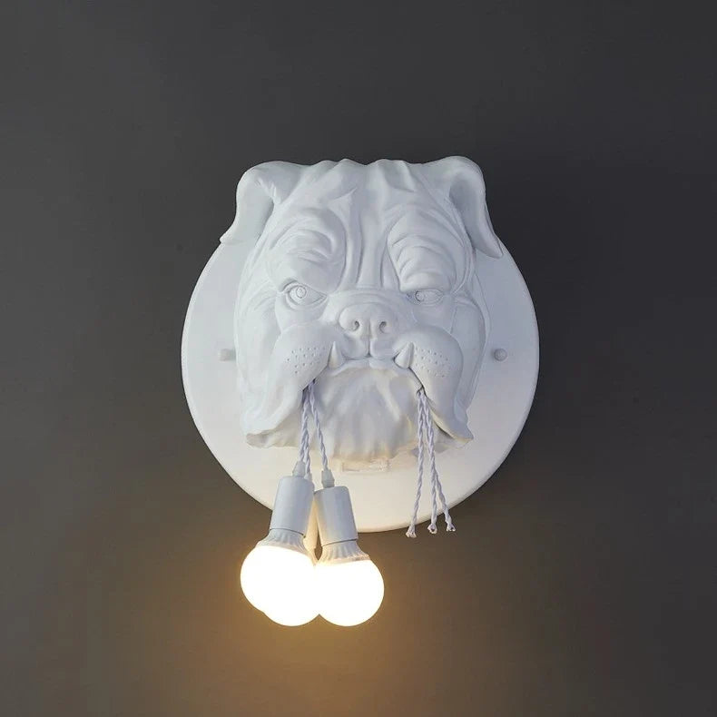 Modern wall sconce in resin design Art decorative vintage light - White Pug