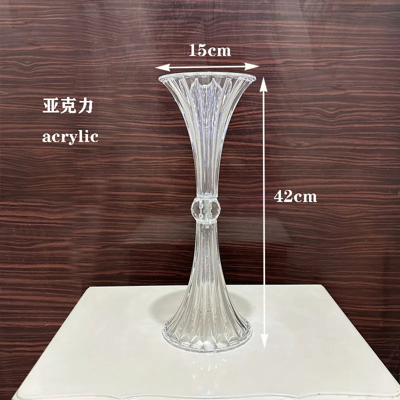 Transparent Acrylic Wedding Vases, Horn Style, Party Table Centerpiece, Family Table Decoration, High 45cm, New, 10pcs - Acrylic