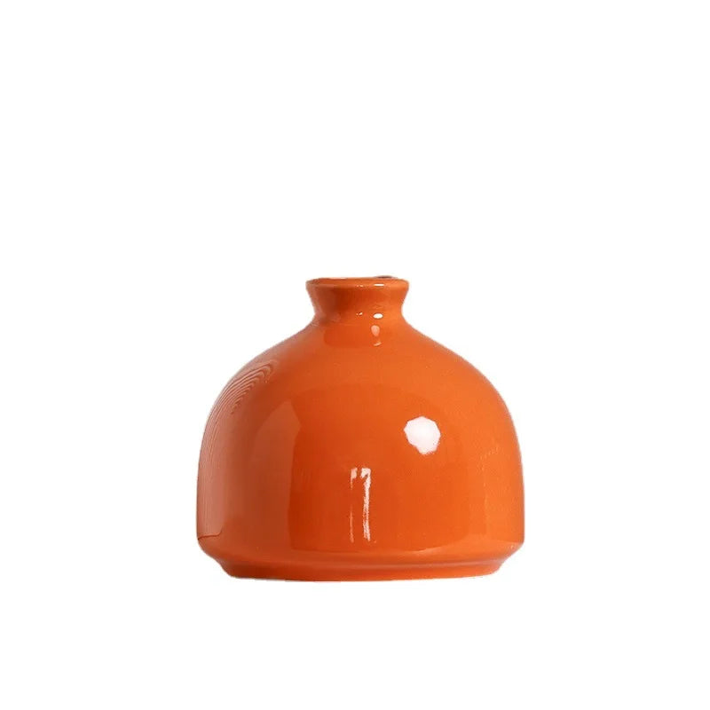 Modern Ceramic Vase with Minimalist Design, Dried Flower Vase, New Chinese Style Ceramic Vase, Luxury Home decor Orange Ceramic - view 5
