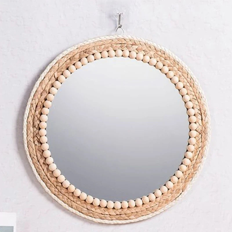 Round wall mirror in rattan style bohemian elegant wall decoration - view 2