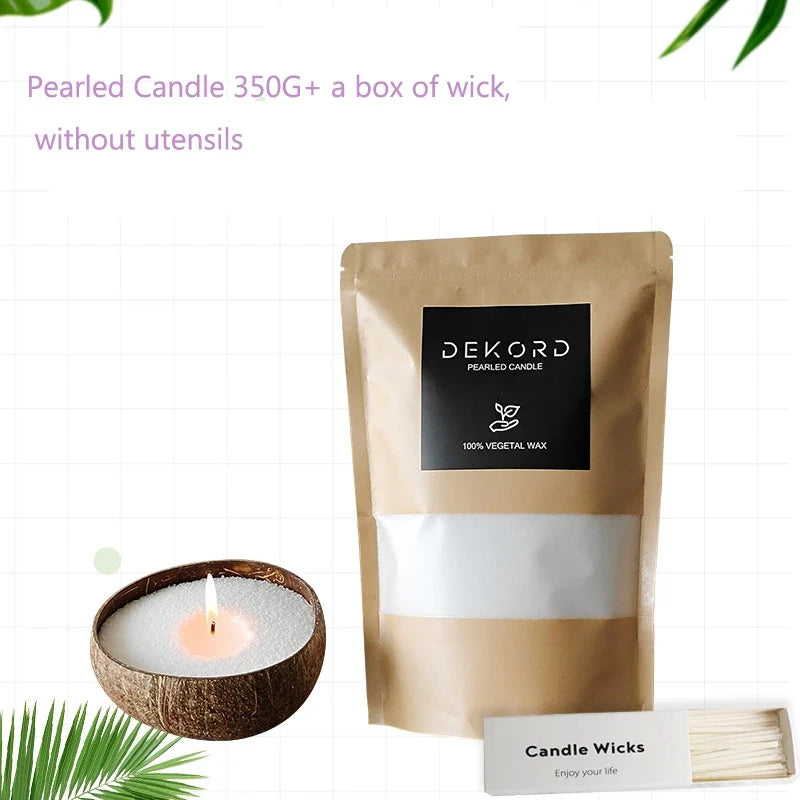 350Gwhite Snow Pearled-Candles with Wicks - Diy Candle Sand, Refillable Candl  DIY Send wick - Wick and pearl sand