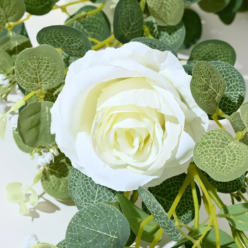Artificial pink flowers and green plants for interior decoration - view 2