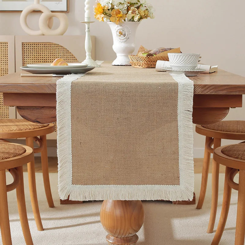 Rustic Macrame Table Runner, Beige Bohemian Style - 4Pcs Placemat30x45cm