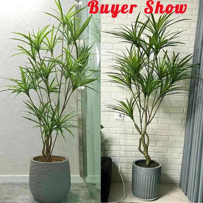 Large artificial palm tree tropical plant in decorative pot - view 4