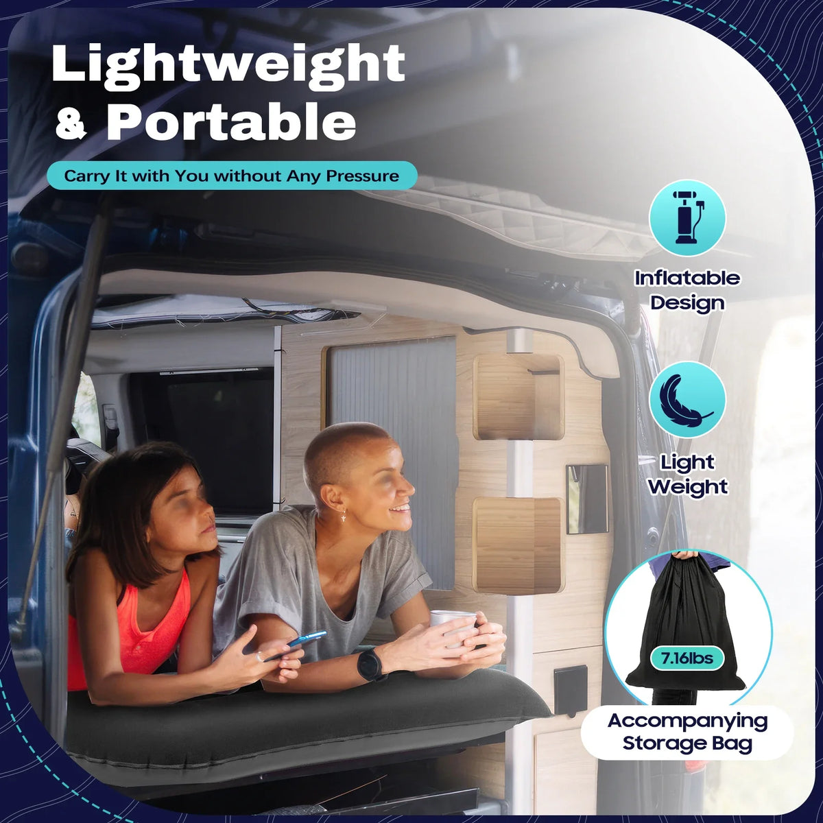 Car Mattress, SUV Car Air Mattresses, Movable, Thicker Air Bed for Travel, Camping, Outdoor Activities, Removable Inflatable Bed - view 3