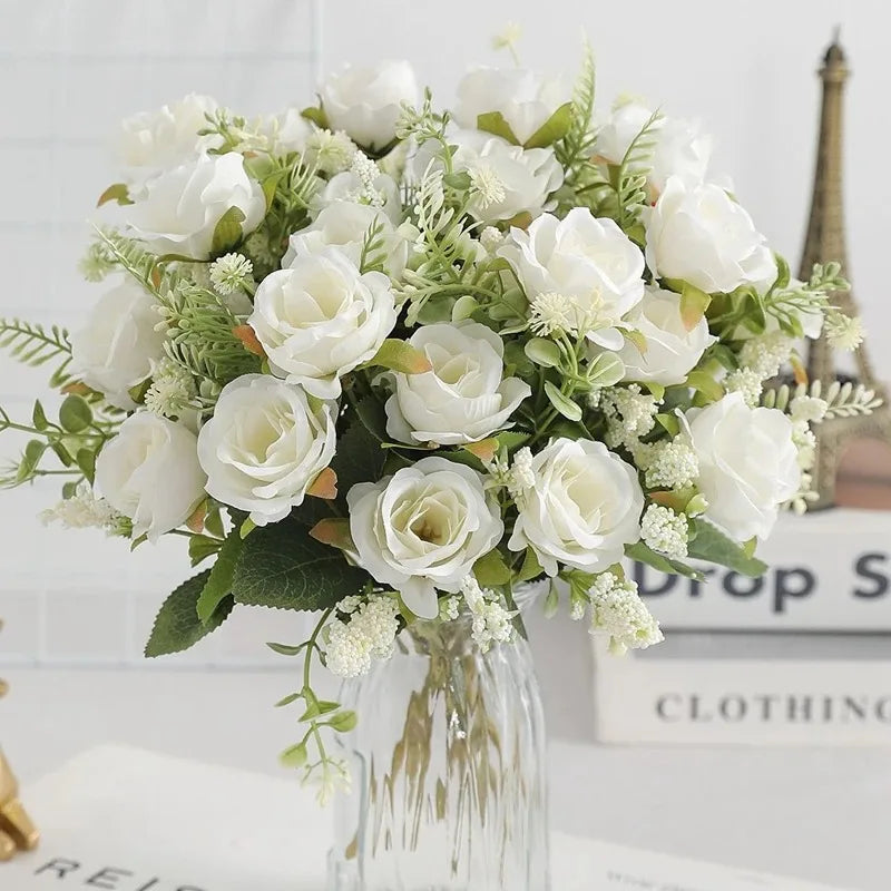 Bouquet of artificial peonies for wedding and interior decoration - White