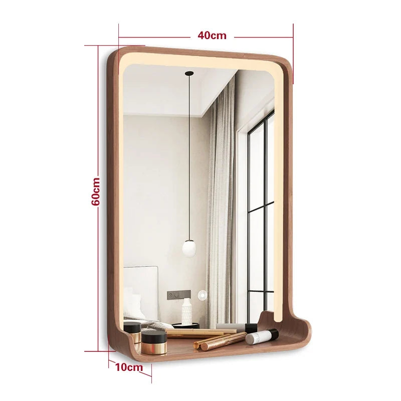 Solid wood mirror with led lighting and wall mounting - 40 60CM 3