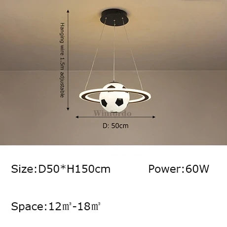 Creative pendant light earth moon football original design - Style D Black D50cm / Warm White 3000K
