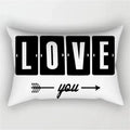Black and White Marble Geometric Lumbar Pillow Cover, Design 8