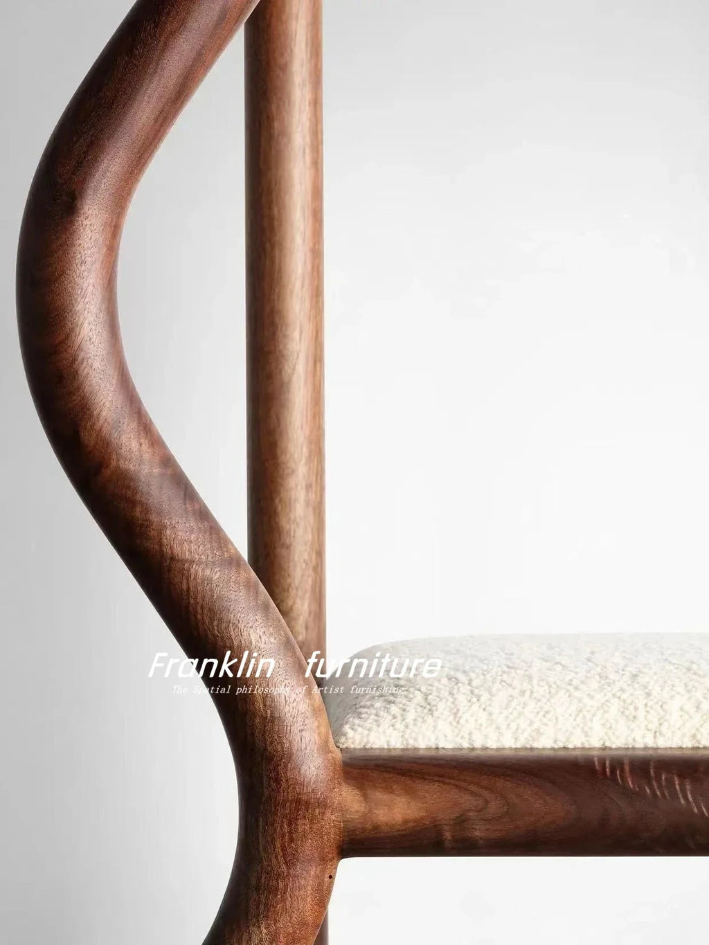 Retro Nordic chair in walnut with cushion in lamb wool - view 5